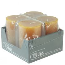 položky Adventné sviečky, žlté rustikálne, 70/110 mm, 4 kusy - jednofarebné stĺpikové sviečky pre atmosférickú vianočnú výzdobu