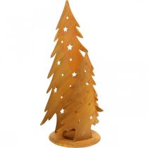 položky Lampáš vianočné stromčeky, kovová dekorácia v patine, Vianoce V46cm Š25,5cm