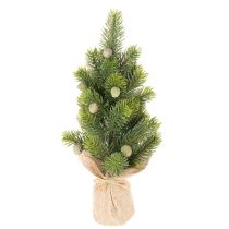 položky Umelý vianočný stromček v jutovom vreci, malá stolová dekorácia, mini vianočný stromček, 38 cm