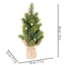 položky Umelý vianočný stromček v jutovom vreci, malá stolová dekorácia, mini vianočný stromček, 38 cm