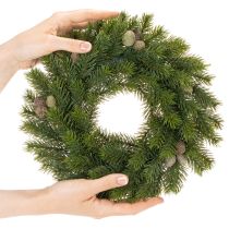 položky Veniec z umelých jedľových konárov so šiškami na dvere alebo stôl, 30 cm