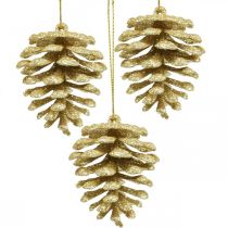 položky Ozdoby na vianočný stromček deko šišky trblietavé zlaté V7cm 6ks