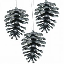 položky Ozdoby na vianočný stromček deko šišky trblietky antracit V7cm 6 kusov