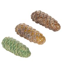 položky Keramická dekorácia z borovicových šišiek, dekorácia na stôl, jeseň, 14 cm, 3 kusy