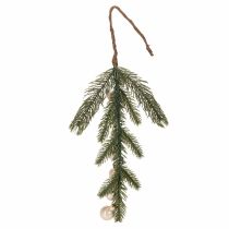 Článok Umelá jedľová vetvička s bielymi mini vianočnými guľôčkami, 46 cm, 2 kusy