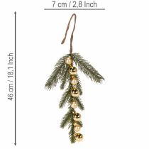 Článok Umelá jedľová vetvička so zlatými mini vianočnými guľôčkami, 46 cm, 2 kusy