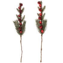 Článok Umelá jedľová vetvička s vianočnými ozdobami, 48 cm, 2 kusy