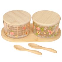 položky Tapas set motív broskyňových pohárov s viečkom dreva 20×10×6,5cm