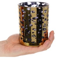 Článok Sklenený držiak na čajové sviečky s leopardím vzorom na dekoráciu stola, 12 cm