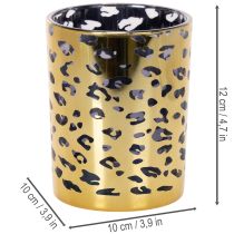 Článok Sklenený držiak na čajové sviečky s leopardím vzorom na dekoráciu stola, 12 cm