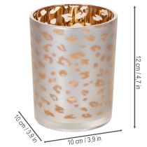 Článok Sklenený držiak na čajové sviečky s leopardím vzorom, 12 cm