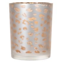 Článok Sklenený držiak na čajové sviečky s leopardím vzorom, 12 cm