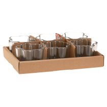 položky Stojan na čajové sviečky zo skla, kvetinový, modrý, Ø7,5 cm, V6 cm, 6 ks