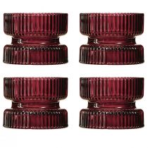 položky Svietnik na čajovú sviečku sklenený ozdobný vrúbkovaný Ø9cm V7cm 4 ks