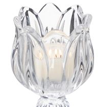 položky Sklenené svietniky s kvetinovým vzorom pre elegantnú dekoráciu stola, 14 cm, 2 kusy