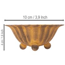 položky Vintage držiak na čajové sviečky, malá miska, hrdzavý kov, Ø10cm, V4,5cm
