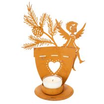 položky Vianočný držiak na čajové sviečky, anjelská dekorácia, hrdzavá dekorácia, Ø8cm V18cm