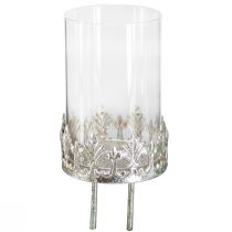 položky Svietnik na čajovú sviečku so sklom na zasunutie vintage strieborná Ø5,5cm V8cm 4ks