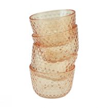 položky Svietnik na čajovú sviečku sklenený lampáš retro oranžový Ø8cm V5cm 4ks