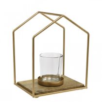 položky Lampiónový domček kovová dekorácia čajová sviečka sviečka sklo 20×16×26cm
