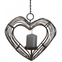 položky Svietnik na čajovú sviečku kovová závesná dekorácia hrdza dekorácia srdce 22×7×20cm