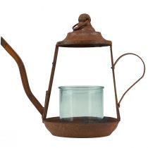 položky Svietnik na čajovú sviečku hrdzavý sklenený lampáš čajník Ø13cm V22cm