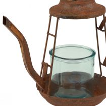 položky Svietnik na čajovú sviečku hrdzavý sklenený lampáš čajník Ø13cm V22cm