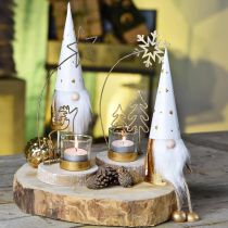 položky Gnome vianočná dekorácia figúrka biela, zlatá Ø6,5cm V22cm 2ks