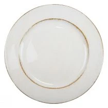 položky Ozdobný tanier okrúhly plastový retro bielo hnedý lesk Ø30cm