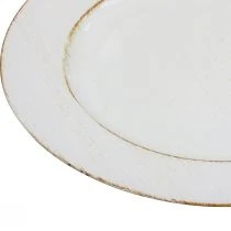 položky Ozdobný tanier okrúhly plastový retro bielo hnedý lesk Ø30cm