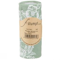 položky Stolová stuha zelená rolka stuha kvety bavlna mätová 15cm 3m