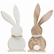položky Stolová dekorácia Veľkonočný zajačik stojace drevo biela/prírodná V27cm 2ks