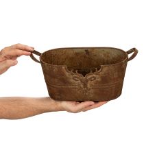 Článok Oválna kovová misa s uškami, motív jeleňa, hrdzavá úprava, 36 cm