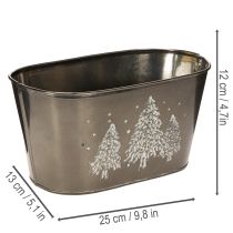 Článok Oválny kvetináč s reliéfnym vzorom jedle, 25 cm