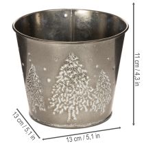 Článok Kovový kvetináč s trblietavými jedličkami, 13 cm