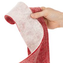 Článok Dvojfarebný pánt na hrniec vyrobený zo 100 % vlny ako ozdobná plstená stuha, bielo-červený, šírka 7,5 cm, dĺžka 5 m