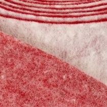 Článok Dvojfarebný pánt na hrniec vyrobený zo 100 % vlny ako ozdobná plstená stuha, bielo-červený, šírka 7,5 cm, dĺžka 5 m