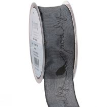 položky Smútočná stuha Good bye organzová stuha vtáčiky čierna 40mm 20m