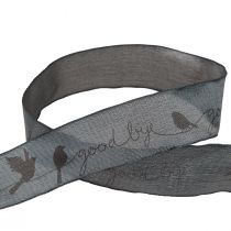 položky Smútočná stuha Good bye organzová stuha vtáčiky čierna 40mm 20m