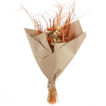 položky Dekoratívna sušená kytica "Bodliak a rebríček" oranžovo-prírodná v bielej farbe, 55 cm, 150 g - vidiecky štýl