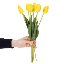 položky Umelé tulipánové kvety pre realistickú jarnú dekoráciu v obývačke alebo kancelárii, 40 cm, 7 kusov
