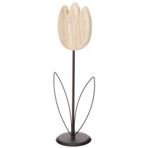 položky Dekoratívna drevená figúrka tulipánu na stojane pre jarné ozdoby, 47,5 cm