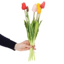 položky Kytica umelých tulipánov, farebná, realistická dekorácia, vysoká kvalita do domácnosti, 43 cm, 7 kusov