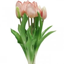 položky Umelé tulipány Real-Touch Peach Pink 38cm Zväzok 7ks