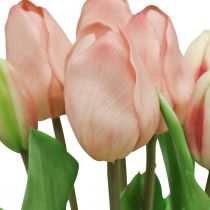 Článok Umelé tulipány Real-Touch broskyňové ružové 38cm zväzok 7 ks