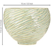 položky Kvetináč dekoratívna miska keramická v zelenej farbe Ø15cm V11cm 2ks