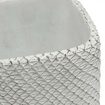 položky Sadzačka keramická biela zelená reliéfna sieťka 14x14cm V21,5cm 2ks