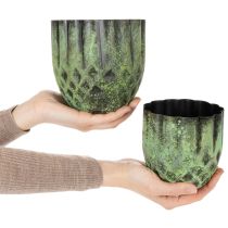 položky Starožitný kovový kvetináč, zelený, Ø14/12 cm, sada 2 kusov