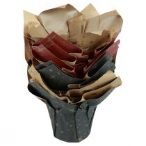položky Kvetináčový papier hviezdy červený/antracit/prírodný Ø12cm V12cm 9ks