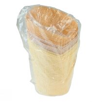 položky Kvetináčový papier tkaný vanilka, oranžová, ružová Ø9cm V18cm 9ks